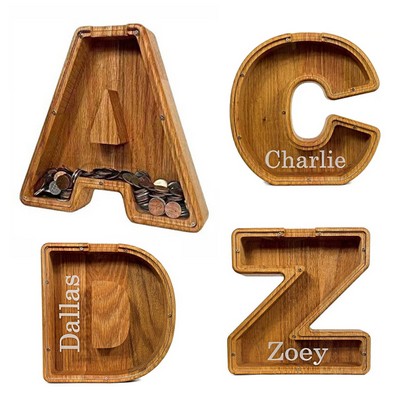 Wooden Piggy Bank Letter A-Z