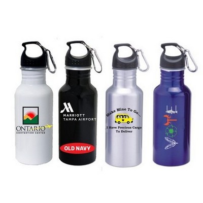 22 Oz. Aluminum Wide Mouth Water Bottle w/ Carabiner