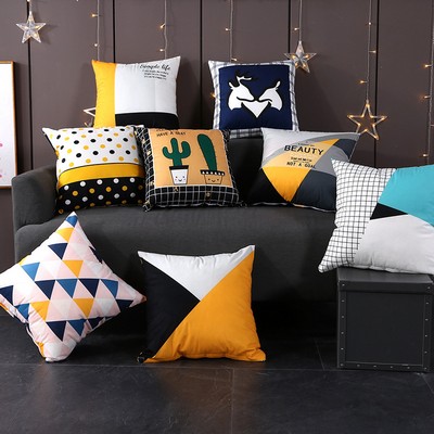 Full Printed 19.7 x 19.7 Inch Premium Square Polyester Short Plush Throw Pillowcase W/Hidden Zipper