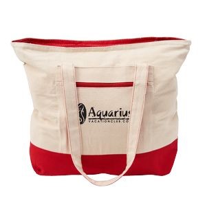 12 Oz. Cotton Canvas Zippered Boat Tote