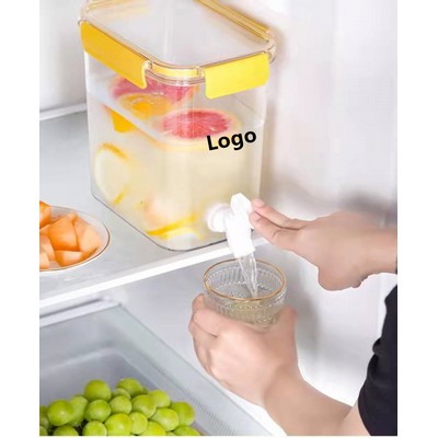 Plastic Drink Dispenser Beverage Dispenser With Spigot Iced Juice Containers For Fridge 3.5L