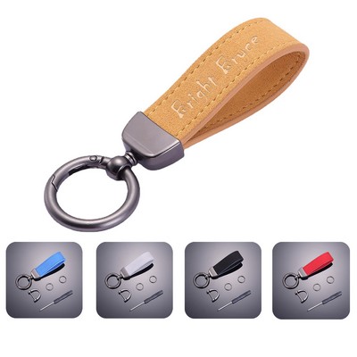 Suede Leather Keychain For Car Key Chain With Key Ring