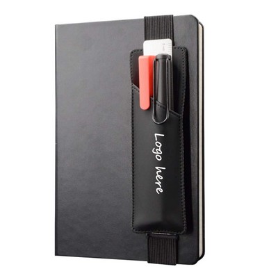 Leather Notebook Pencil Holder with Elastic