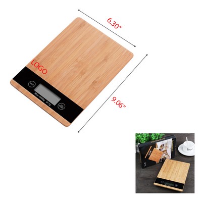 Bamboo Digital Kitchen Scale LCD Display Tare Function Precise Graduation For Cooking and Baking