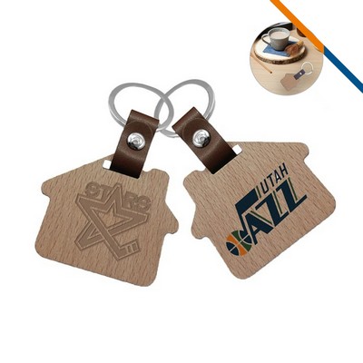 House Wooden Keychain