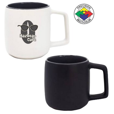 14 Oz. Two Tone Black-Gray Spartan Mug - Dishwasher Resistant - Precision Spot Color