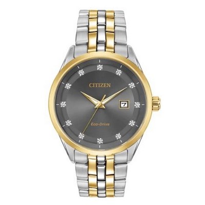 Citizen® Men's Corso Eco-Drive® Two-Tone Stainless Steel Watch w/Charcoal Grey Dial