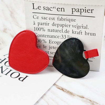 Custom Heart Shape Cosmetic Mirror w/PU Case