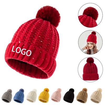 Women's Winter Pom Beanie Hat