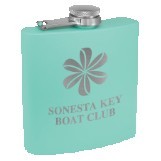 6 Oz. Matte Teal Powder Coated Laserable Stainless Steel Flask