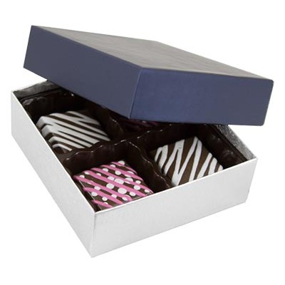 Saphire & Silver Silk 2-Tone Candy Box (8 1/8"x5 1/4"x1 1/8")