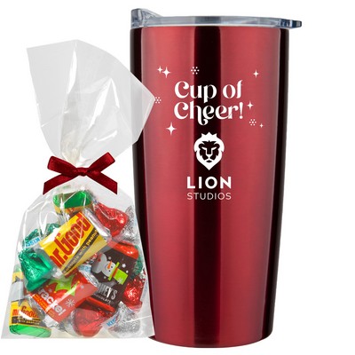 Promo Revolution - 20 Oz. Vacuum Sealed Straight Tumbler Gift Set w/Hershey's® Holiday Mug Stuffer