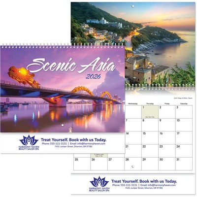 Scenic Asia Spiral Wall Calendar