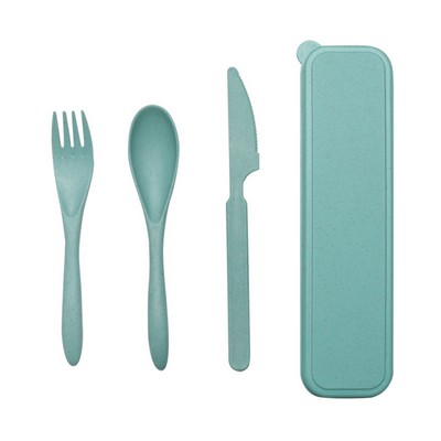 Durable 3 in 1 wheat straw cutlery kit into box