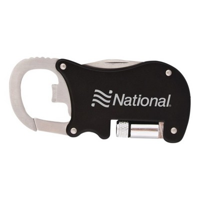 Bottle Opener Carabiner w/Flashlight & Knife