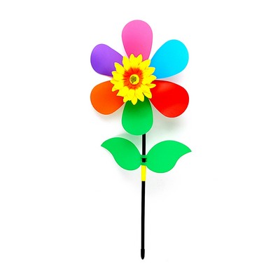 Six Color Pinwheel with Flower and Leaf