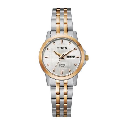 Citizen® Ladies Quartz Two-Tone Watch w/White Dial