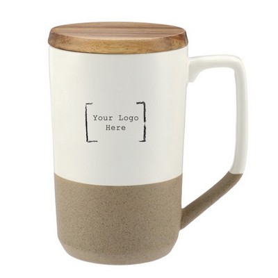 Ceramic Mug with Wood Lid - Low Minimum