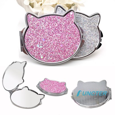 Glitter Cat Mirror Pocket Makeup Mirror Compact Mirror