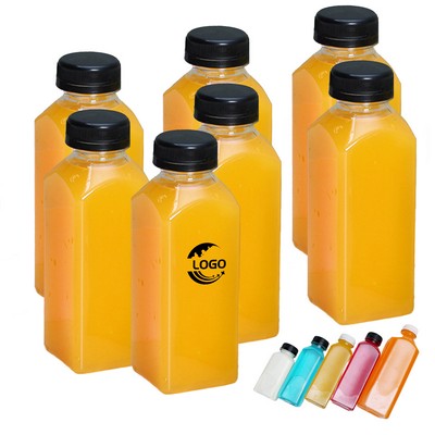 MOQ 50pcs 12oz Plastic Clear Square Juice Bottle