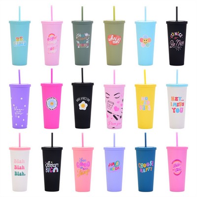 24 OZ Pastel Colored Insulated Tumbler with Straw