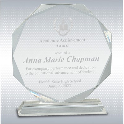 6" Octagon Optical Crystal Academic Achievement Gift Award