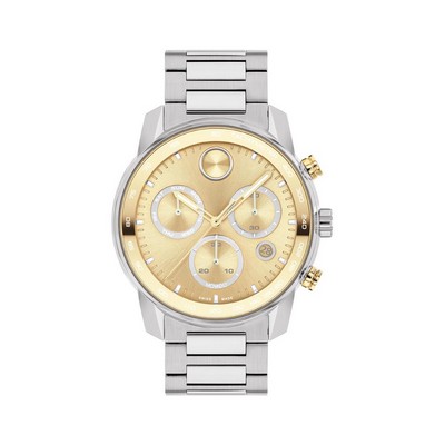 Movado BOLD Verso Gent's Two Tone Watch w/Yellow Gold Chrono Dial