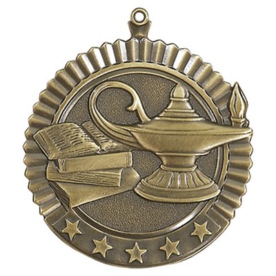 Star Medal - Knowledge Antique Silver Award Trophy, 2"