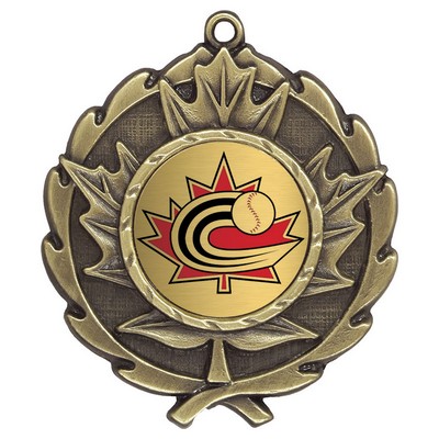 Maple Leaf Holder Medal - Antique Bronze, "