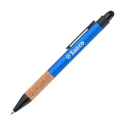 Manuel Recycled Aluminum Pen w/Cork Grip - Blue