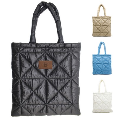 Nylon Simple puff down tote bag