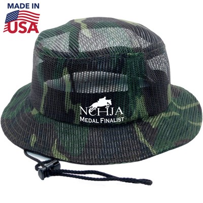 True American Made Mesh Camo Bucket Hat w/Adjustable Drawstring