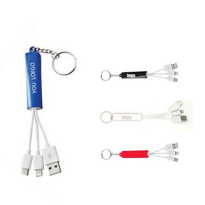 3-in-1 Light-Up Charging Cable with Keychain