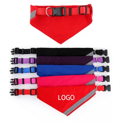 7 4/5" Reflective NylonPet Triangle Bandanna Collar Scarf w/Adjustable Plastic Buckle & Leash Ring