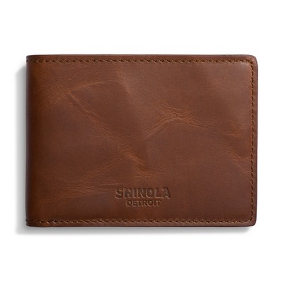 Shinola Slim Bifold Wallet - Medium Brown Navigator