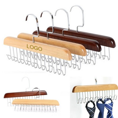 Multifunctional Solid Wood Sling Hanger With 8 Hooks