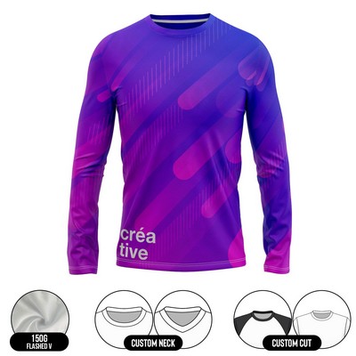 Women's Full Sublimation Long Sleeve T-Shirt - 150G Performance Flashed V