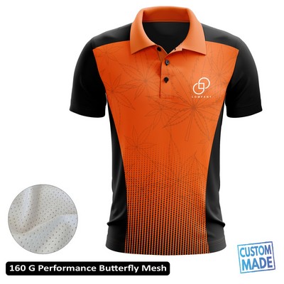 Full Sublimation Performance Short Sleeve Polo - 160g Performance Butterfly Mesh - Men's, Women's, K