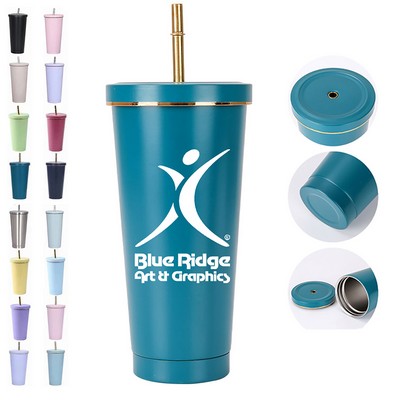 25 Oz Insulated Smoothie Tumbler With Straw Lid