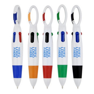 4 Neon Color In One Ballpoint Pen w/Buckle Clip On Top