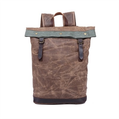 Roll Top Leather Backpack