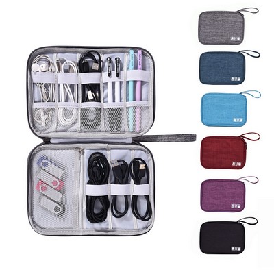 Portable Electronics Organizer Travel Cable Case