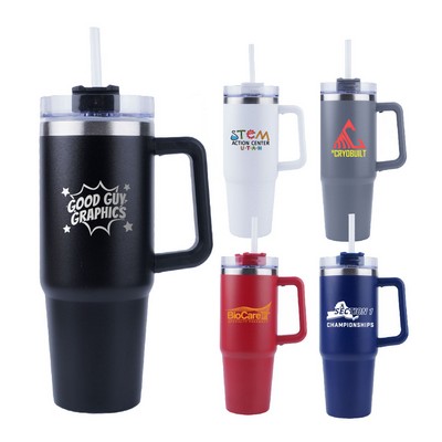 30oz double wall SS vacuum Mug & Straw Lid with Twist Close