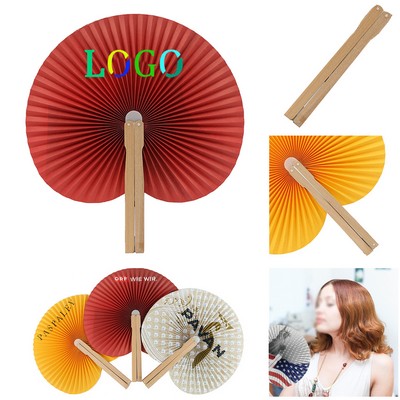 Heart-shaped Wooden Handle Folding Fan