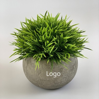 Mini Plastic Fake Green Grass Plant With Pot