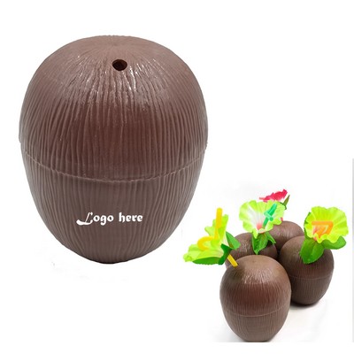 16 Oz Budget Coconut Cups with Flower Straws MOQ 10pcs