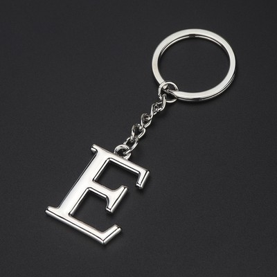 Silver Letter E Keychain Initial Keychain