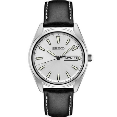 Seiko Men's Watch with Black Leather Strap