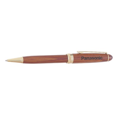 Wooden Ballpoint Pen in Rosewood Finish w/Gold Accents