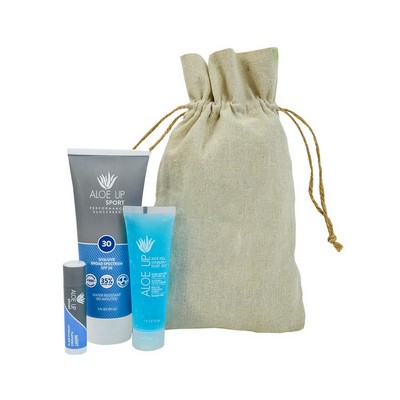 Aloe Up Linen Drawstring Bag w/SPF 30 Sport Sunscreen